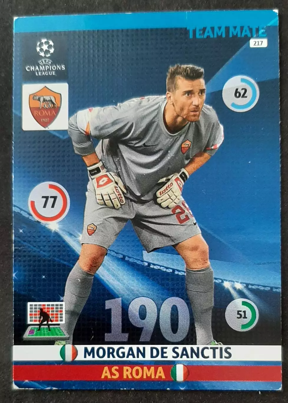 Картка Panini Morgan De Sanctis / Морган Де Санктіс Рома Італія ЛЧ 2014/15