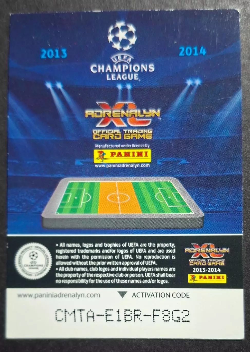 Картка Panini Nigel De Jong /Найджел Де Йонг Мілан Італія Ліга Чемпіонів 2013/14 1