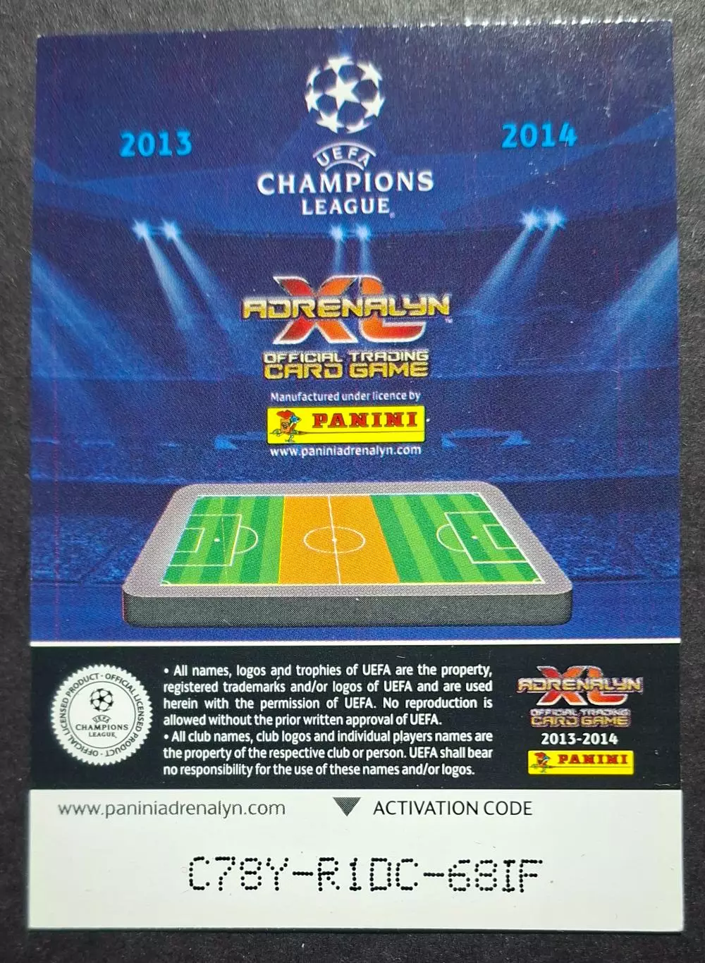 Картка Panini Valon Behrami / Валон Беграмі Наполі Італія Ліга Чемпіонів 2013/14 1