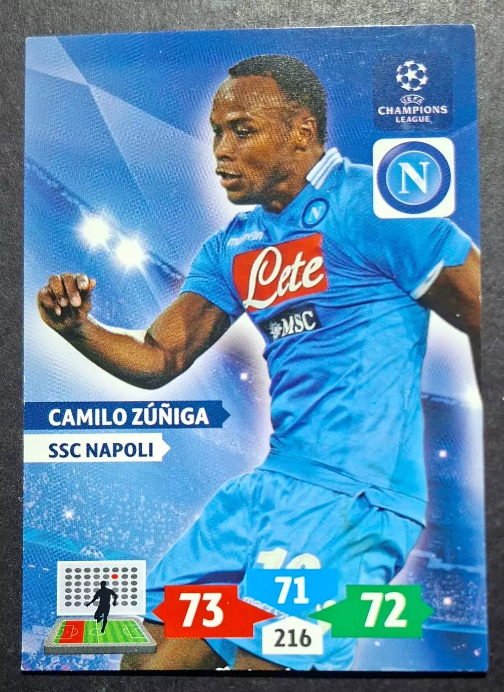 Картка Panini Camilo Zuniga/ Каміло Суньїга Наполі Італія Ліга Чемпіонів 2013/14