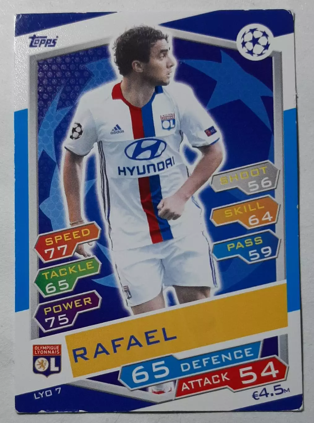 Картка Topps Rafael / Рафаель Ліон Франція Ліга Чемпіонів 2016/17