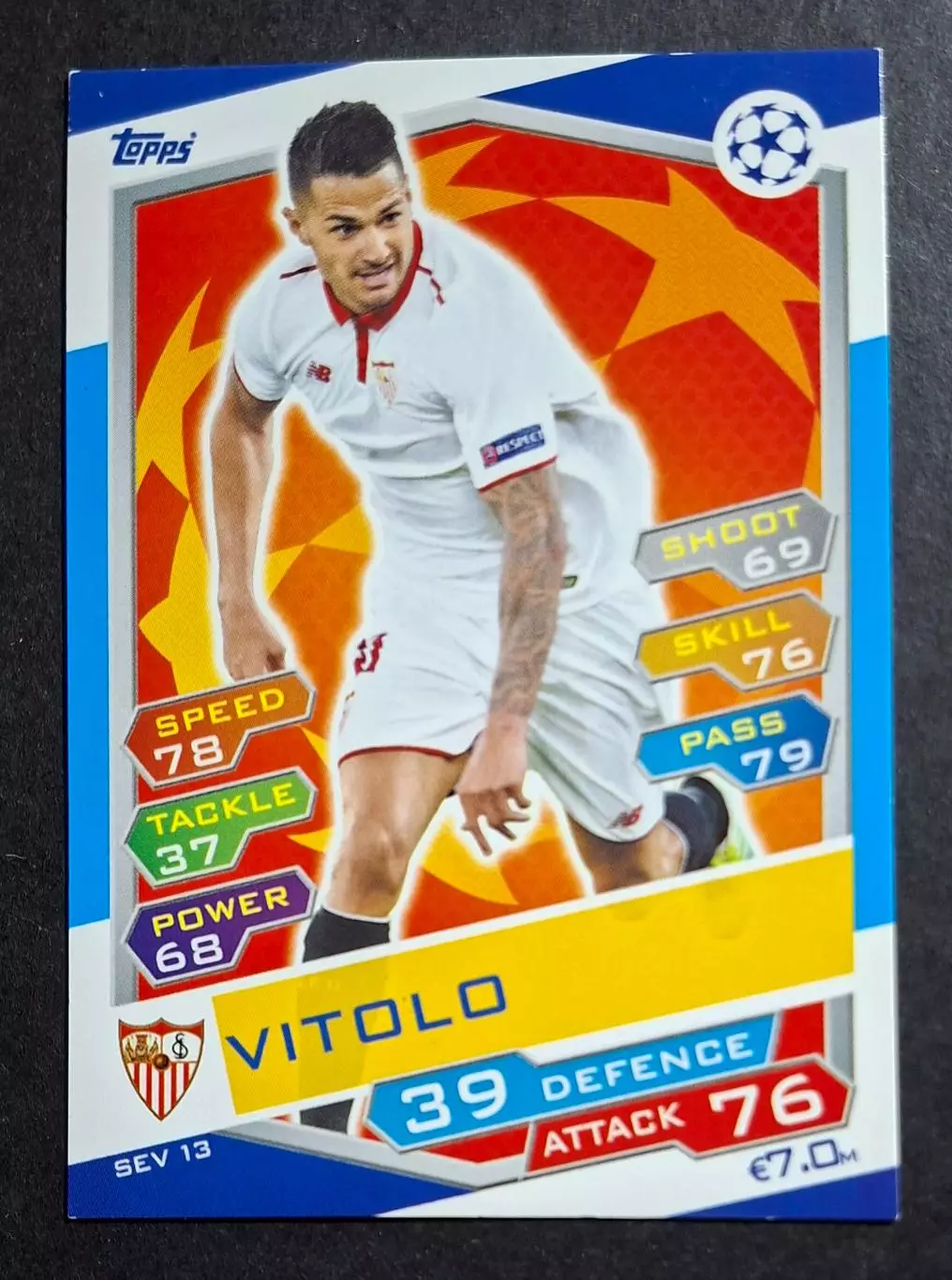 Картка Topps Vitolo / Вітоло Севілья Іспанія Ліга Чемпіонів 2016/17