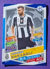Картка Topps Andrea Barzagli / Андреа Барцальї Ювентус Італія ЛЧ 2016/17