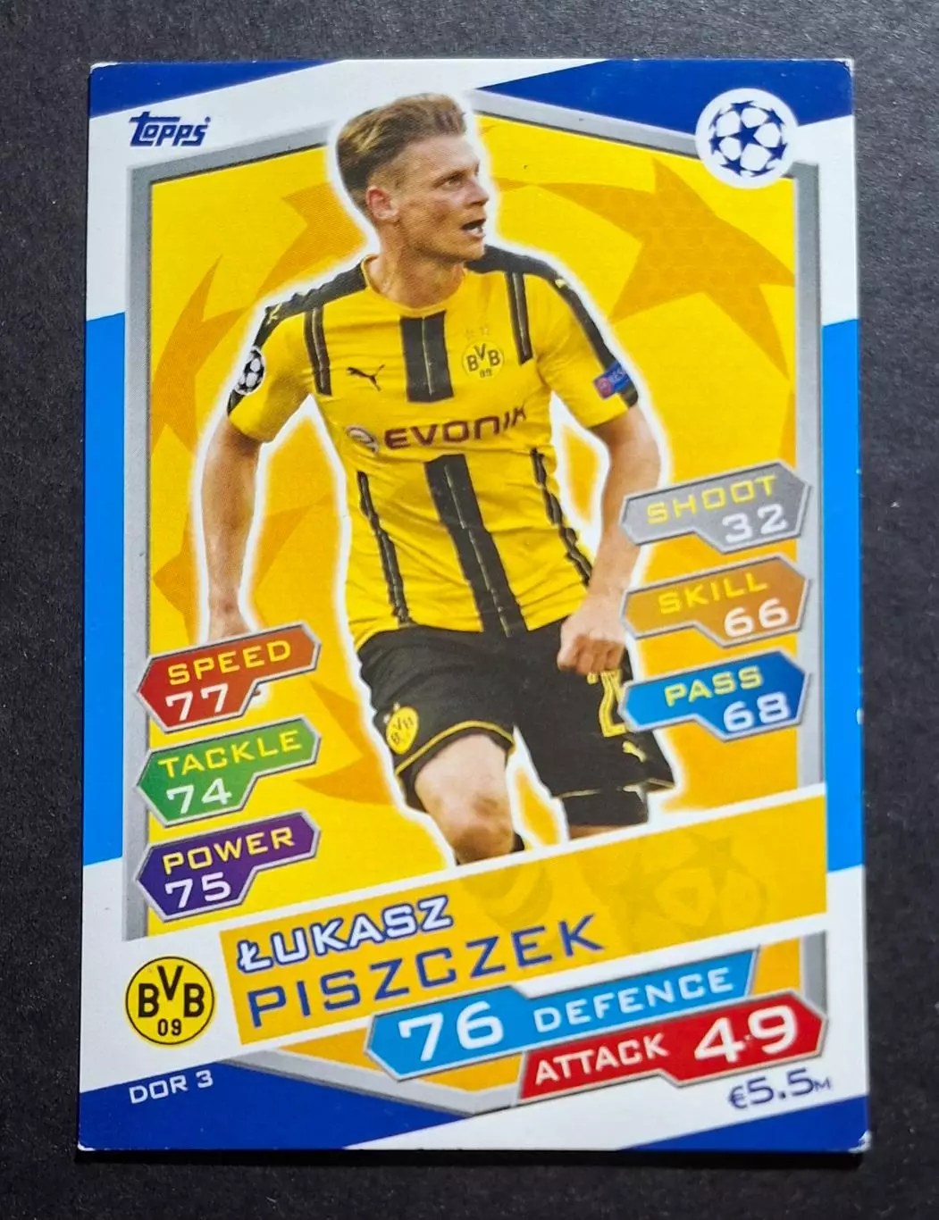 Картка Topps Lukasz Piszczek / Лукаш Піщек Боруссія Дортмунд Ліга Чемпіонів 2016