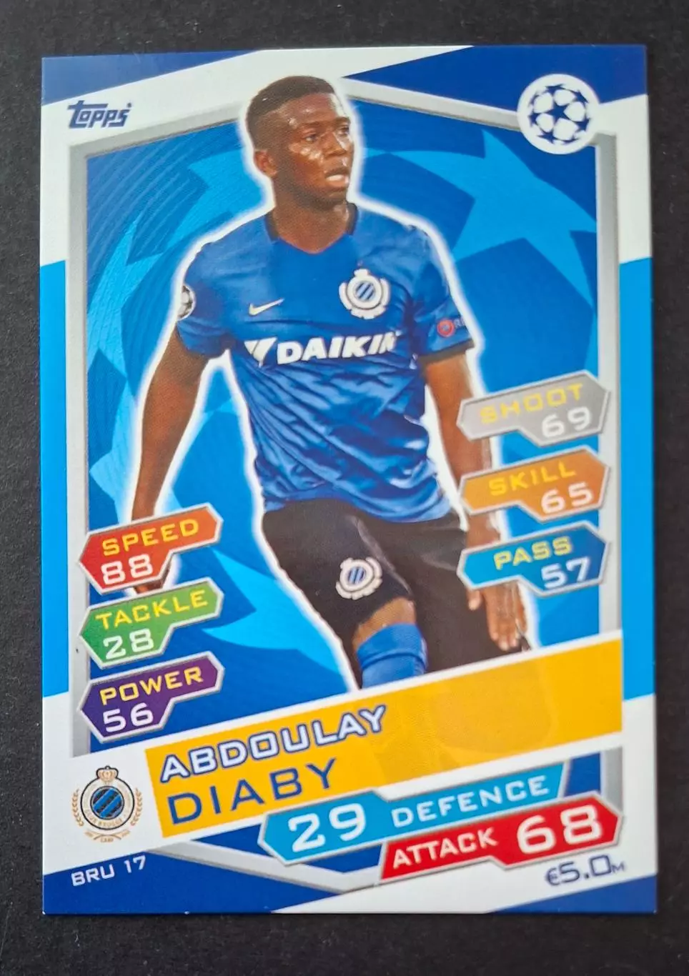 Картка Panini Abdoulay Diaby / Абдулай Діабі Брюгге Бельгія ЛЧ 2016/17