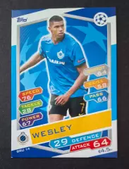 Картка Panini Wesley / Веслі Мораес Брюгге Бельгія Ліга Чемпіонів 2016/17