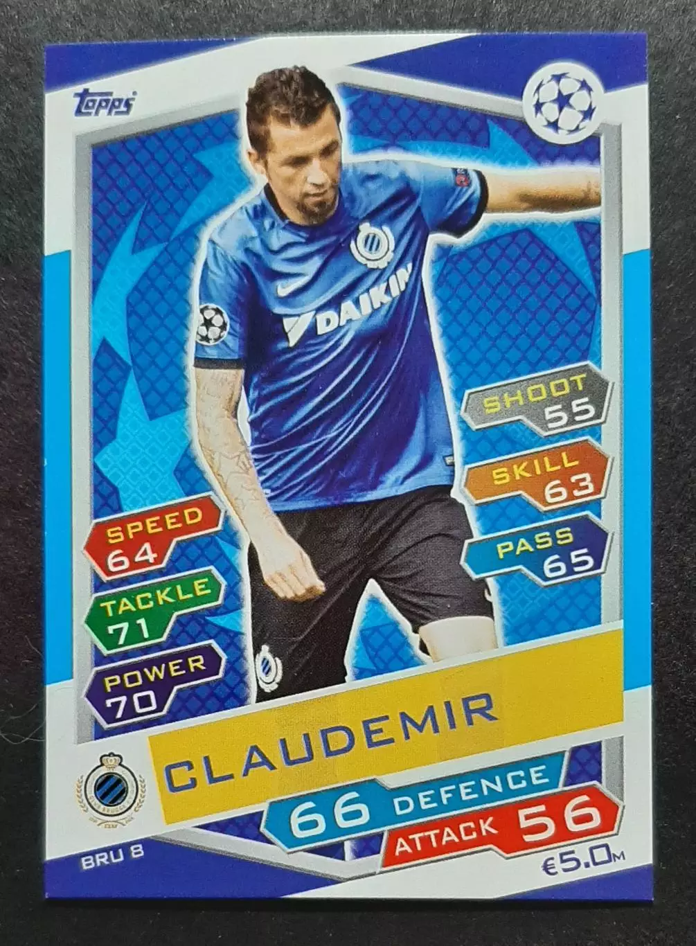 Картка Topps Claudemir /Клаудемір Брюгге Бельгія Ліга Чемпіонів 2016/17