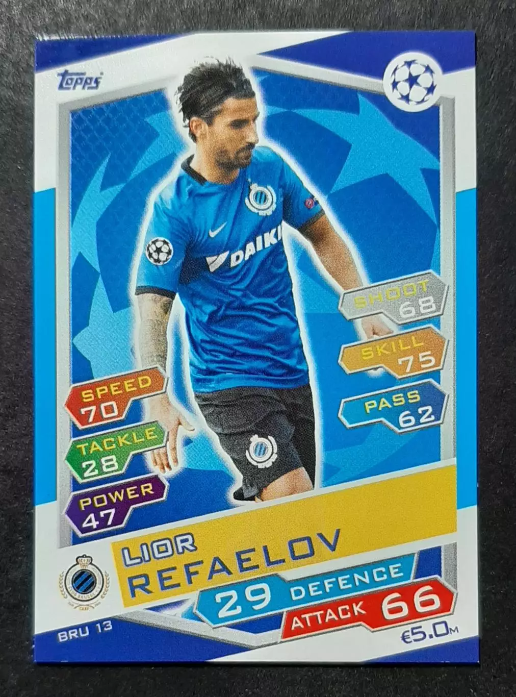 Картка Topps Lior Refaelov / Ліор Рафаелов Брюгге Бельгія Ліга Чемпіонів 2016/17