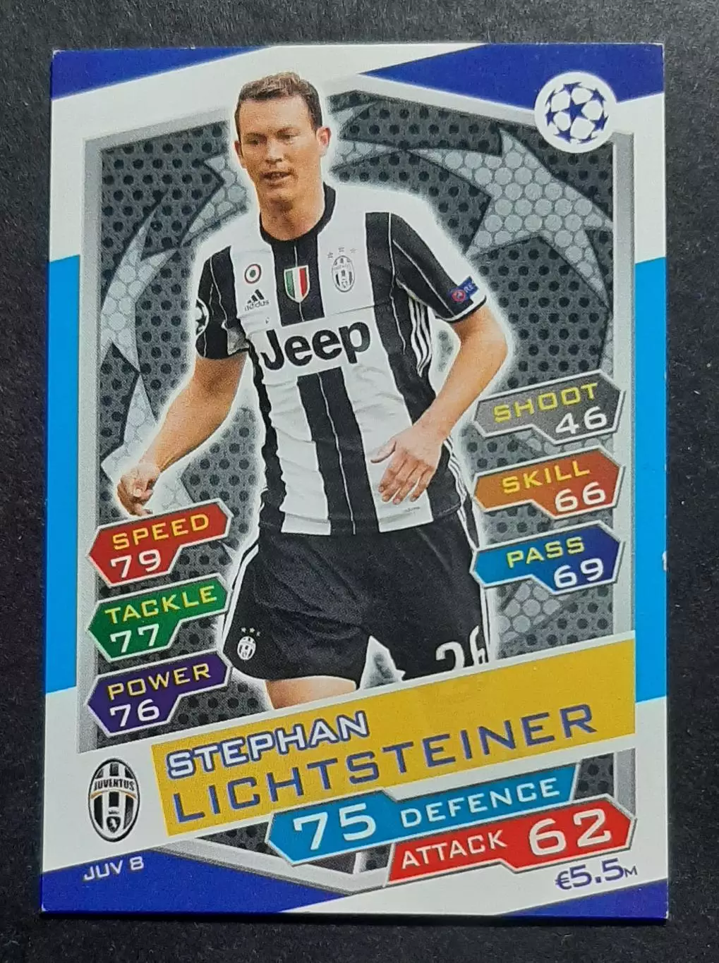Картка Topps Stephan Lichtsteiner / Штефан Ліхтштайнер Ювентус ЛЧ 2016 /17