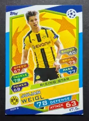 Картка Topps Julian Weigl/ Юліан Вайгль Боруссія Дортмунд Ліга Чемпіонів 2016/17