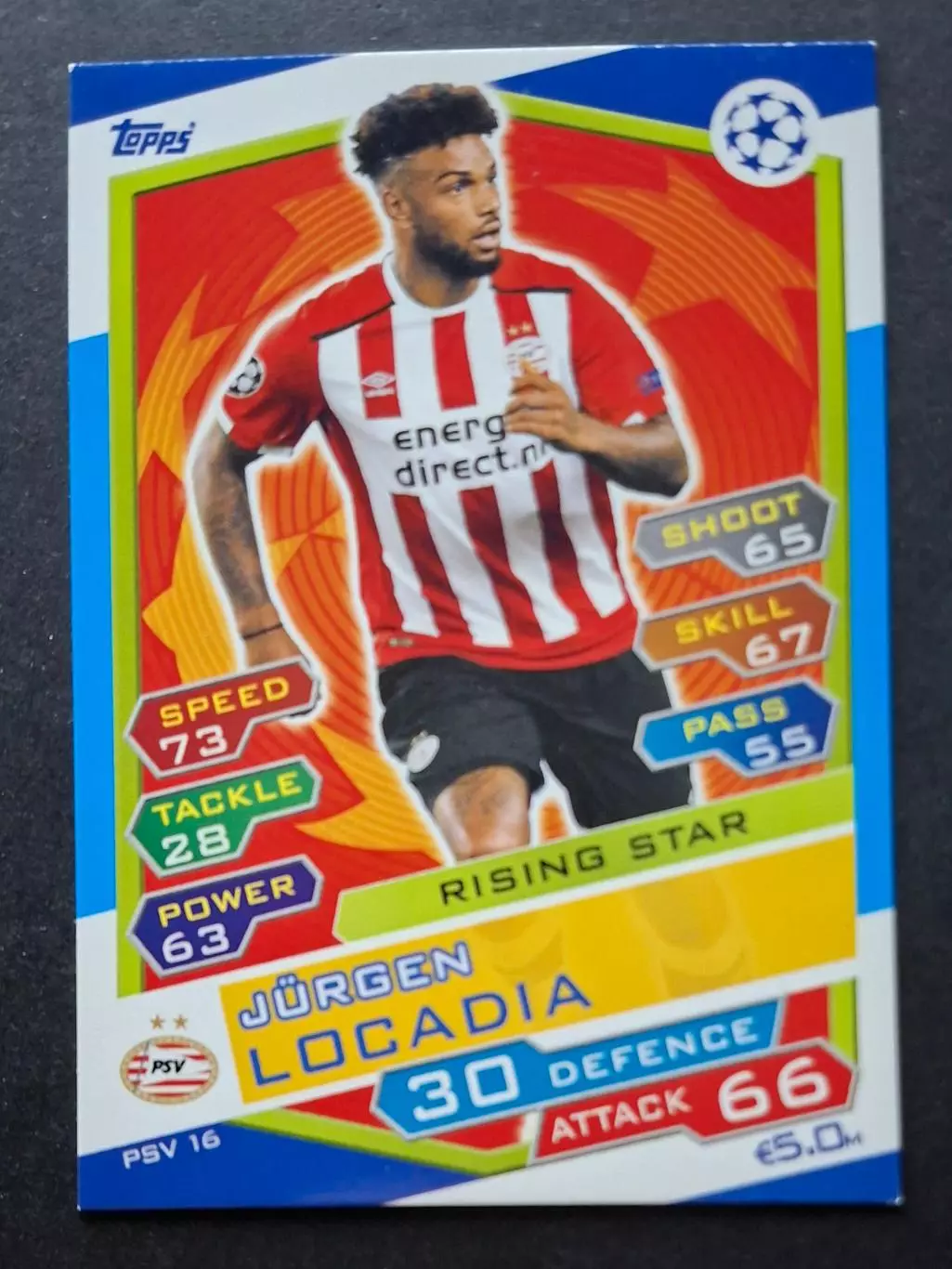 Картка Topps Jurgen Locadia / Юрген Локадіа Ейндховен Нідерланди ЛЧ 2016/17