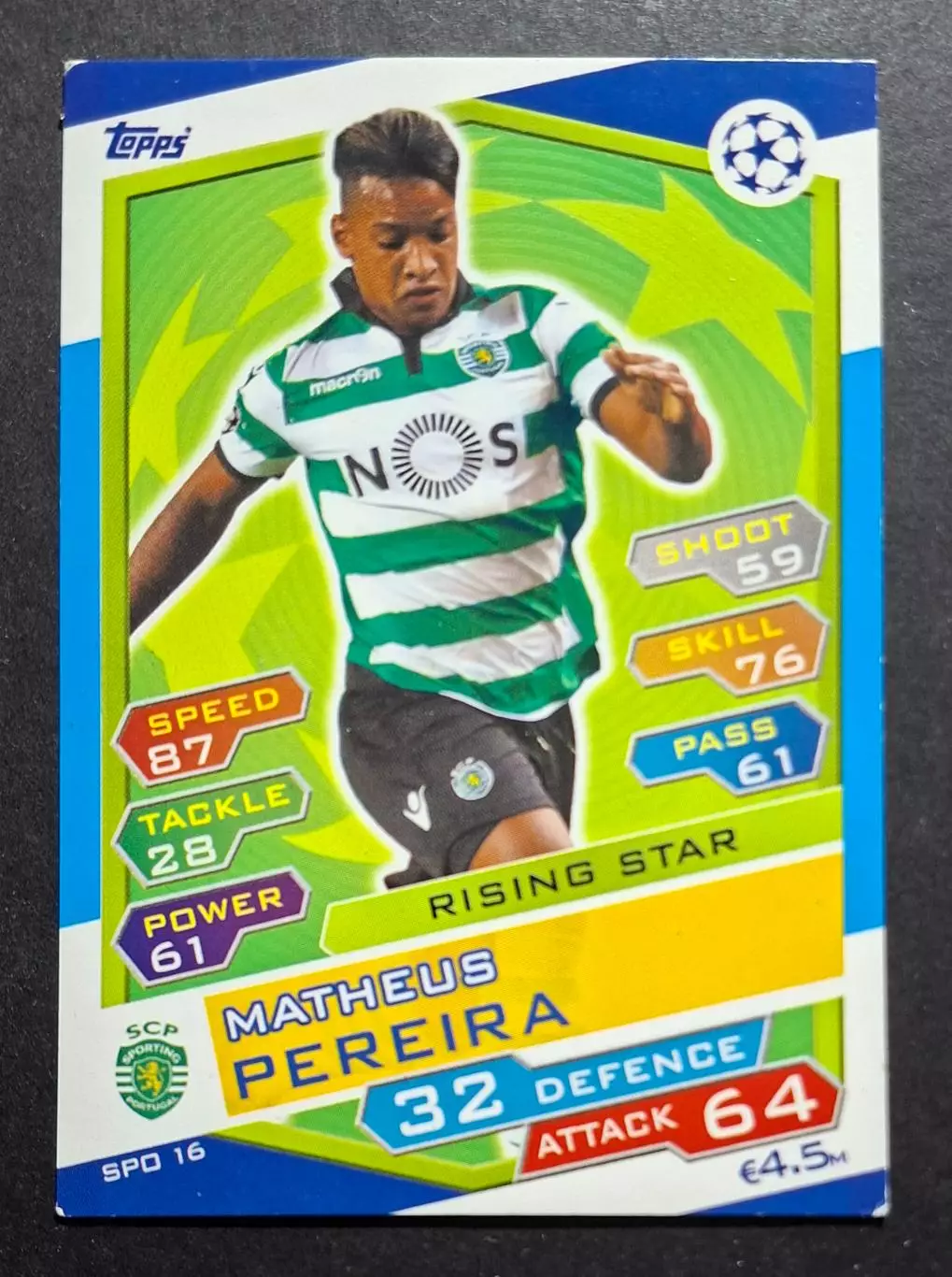 Картка Topps Matheus Pereira / Матеус Перейра Спортінг Португалія ЛЧ 2016/2017