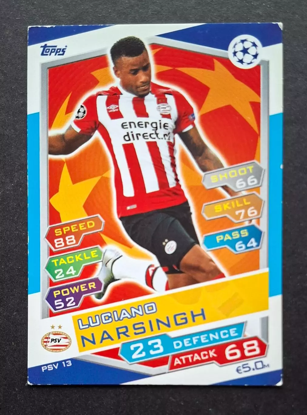 Картка Topps Luciano Narsingh / Лусіано Нарсінг Ейндховен Нідерланди ЛЧ 2016/17