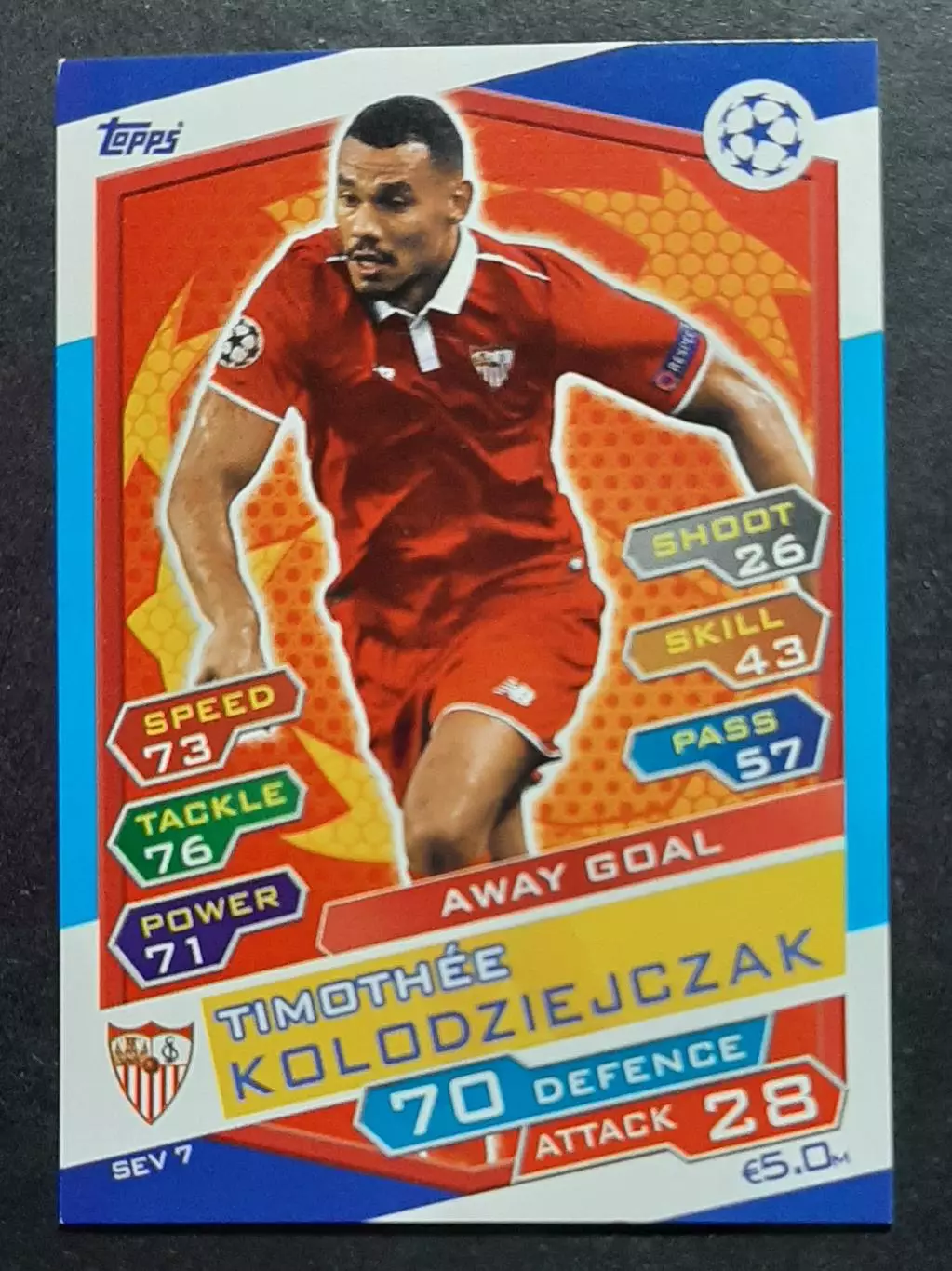 Картка Topps Timothee Kolodziejczak / Тімоте Колодзейчак Севілья Іспанія ЛЧ 2016