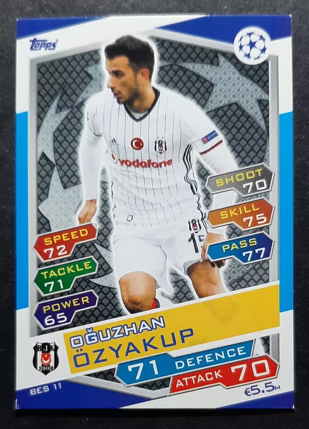 КарткаTopps Oguzhan Ozyakup / Огузхан Озьякуп Бешикташ Туреччина ЛЧ 2016/17