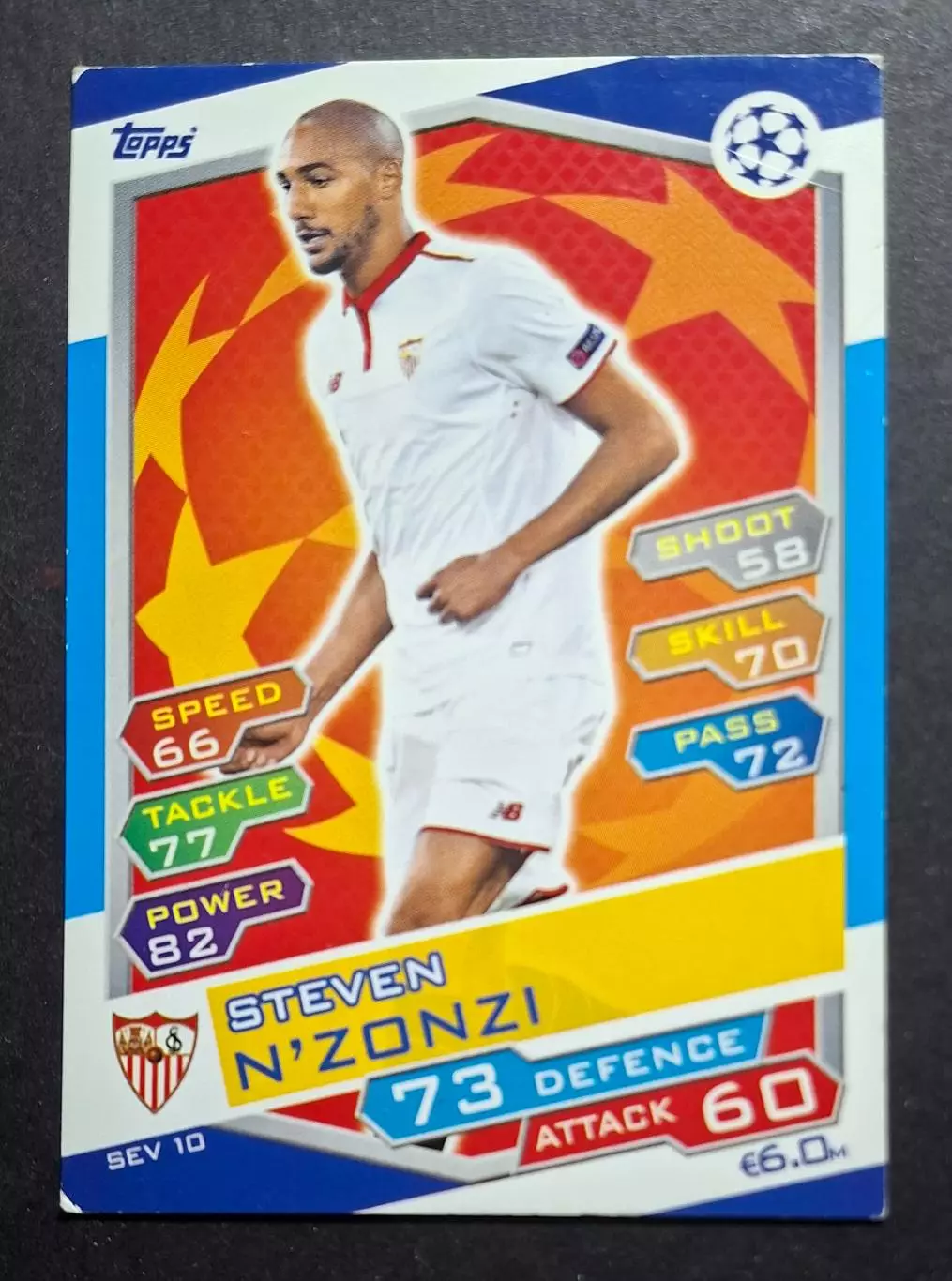Картка Topps Steven N'Zonzi / Стівен Н'Зонзі Севілья Іспанія Ліга Чемпіонів 2016