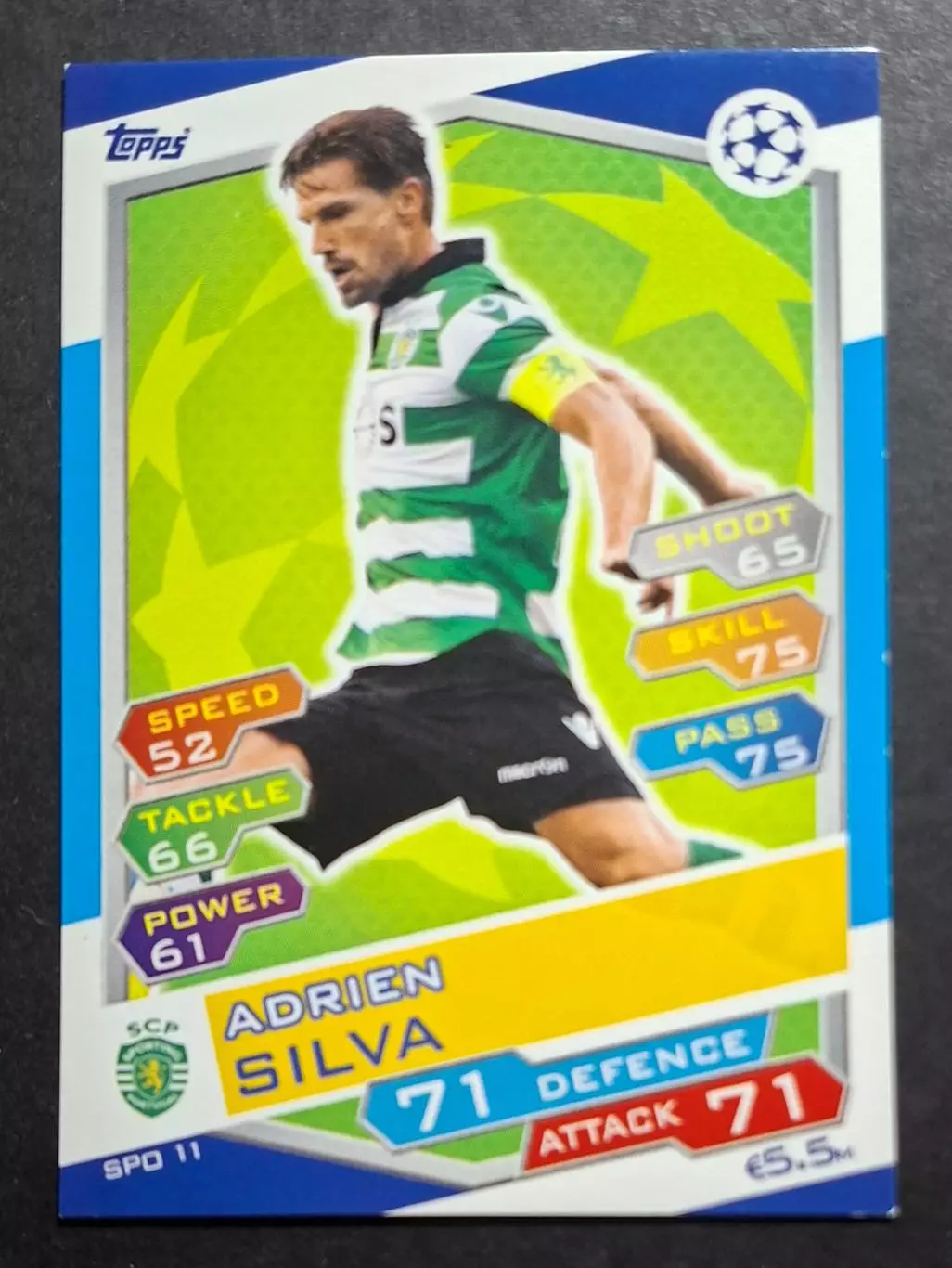 Картка Topps Adrien Silva / Адріен Сілва Спортінг Португалія Ліга Чемпіонів 2016