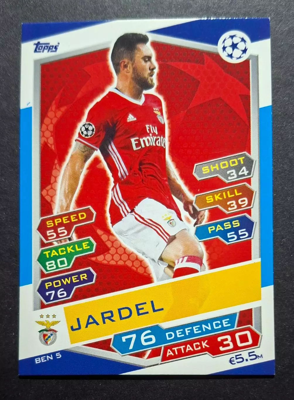 Картка Topps Jardel / Жардел Бенфіка Португалія Ліга Чемпіонів 2016/17