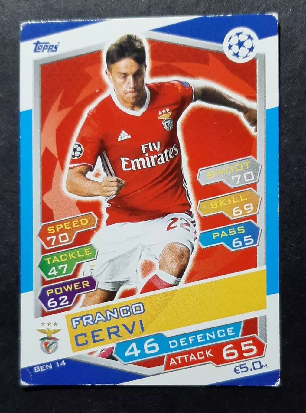 Картка Topps Franco Cervi / Франко Черві Бенфіка Португалія Ліга Чемпіонів 2016