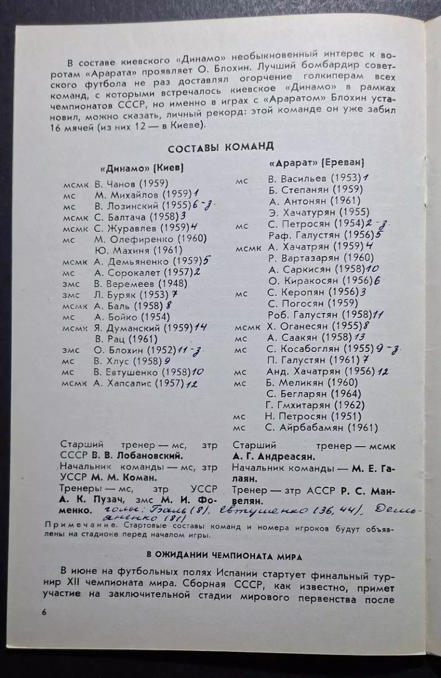 Динамо Київ - Арарат Єреван 29.03.1982 2
