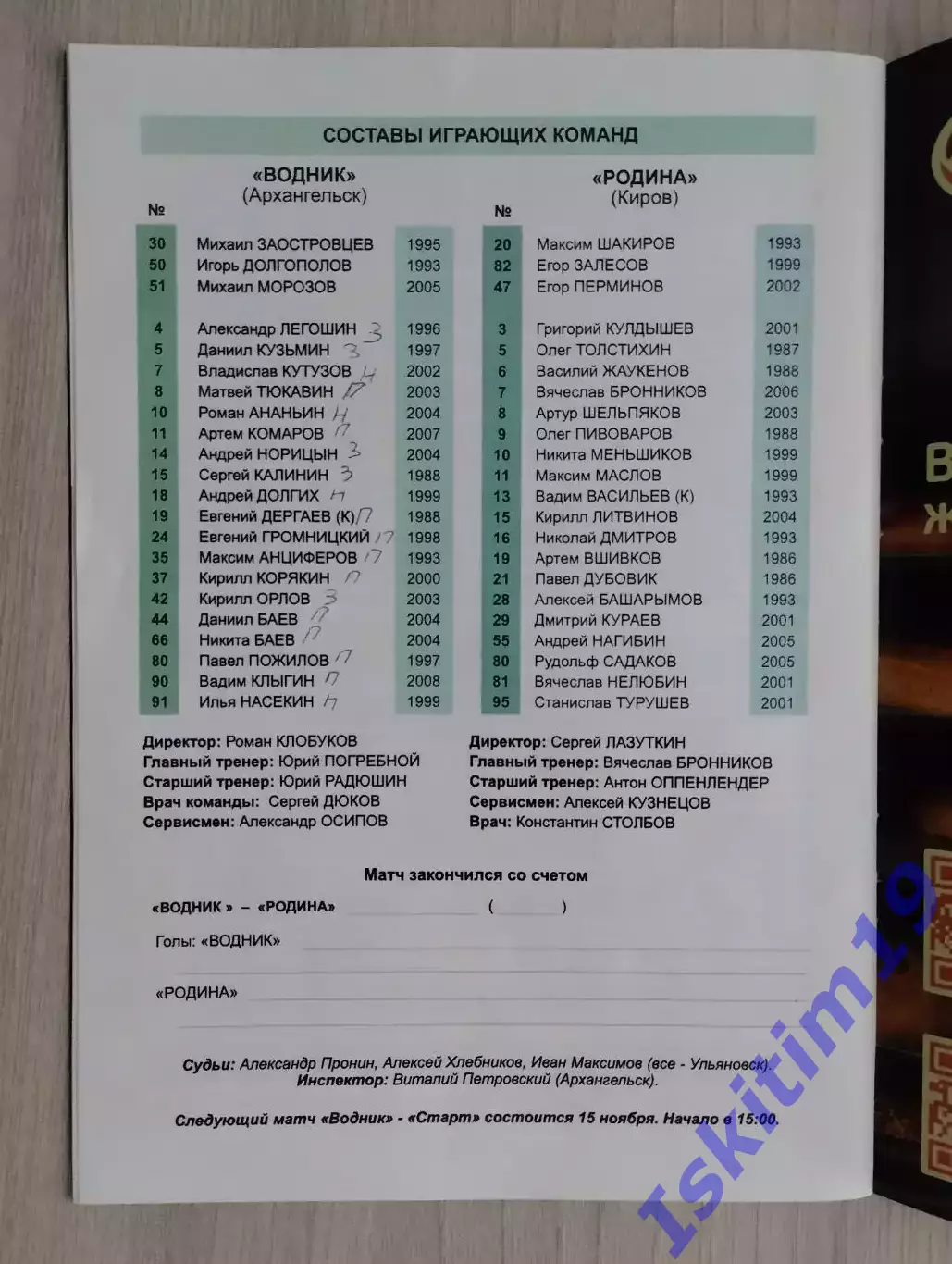 Суперлига. Водник Архангельск - Родина Киров. 12.11.2025 1