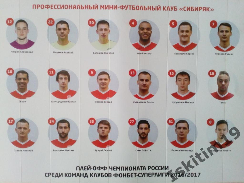 Трещотка болельщика мини-футбол Сибиряк Новосибирск состав команды 2016-2017 1