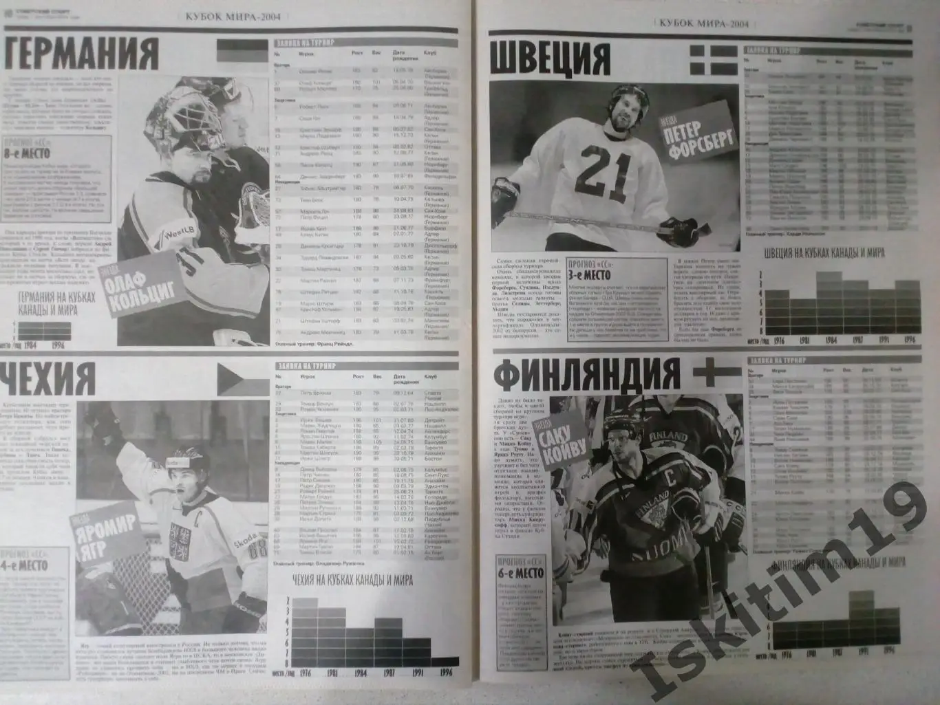 Советский спорт 01.09.2004 # 152 + специальный выпуск Хоккей. Кубок мира 4