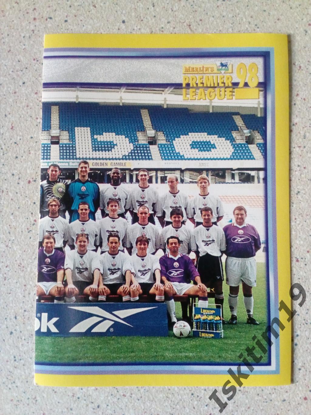 Наклейка MERLIN Английская Премьер-Лига 1997-1998 № 102 Team Bolton Болтон