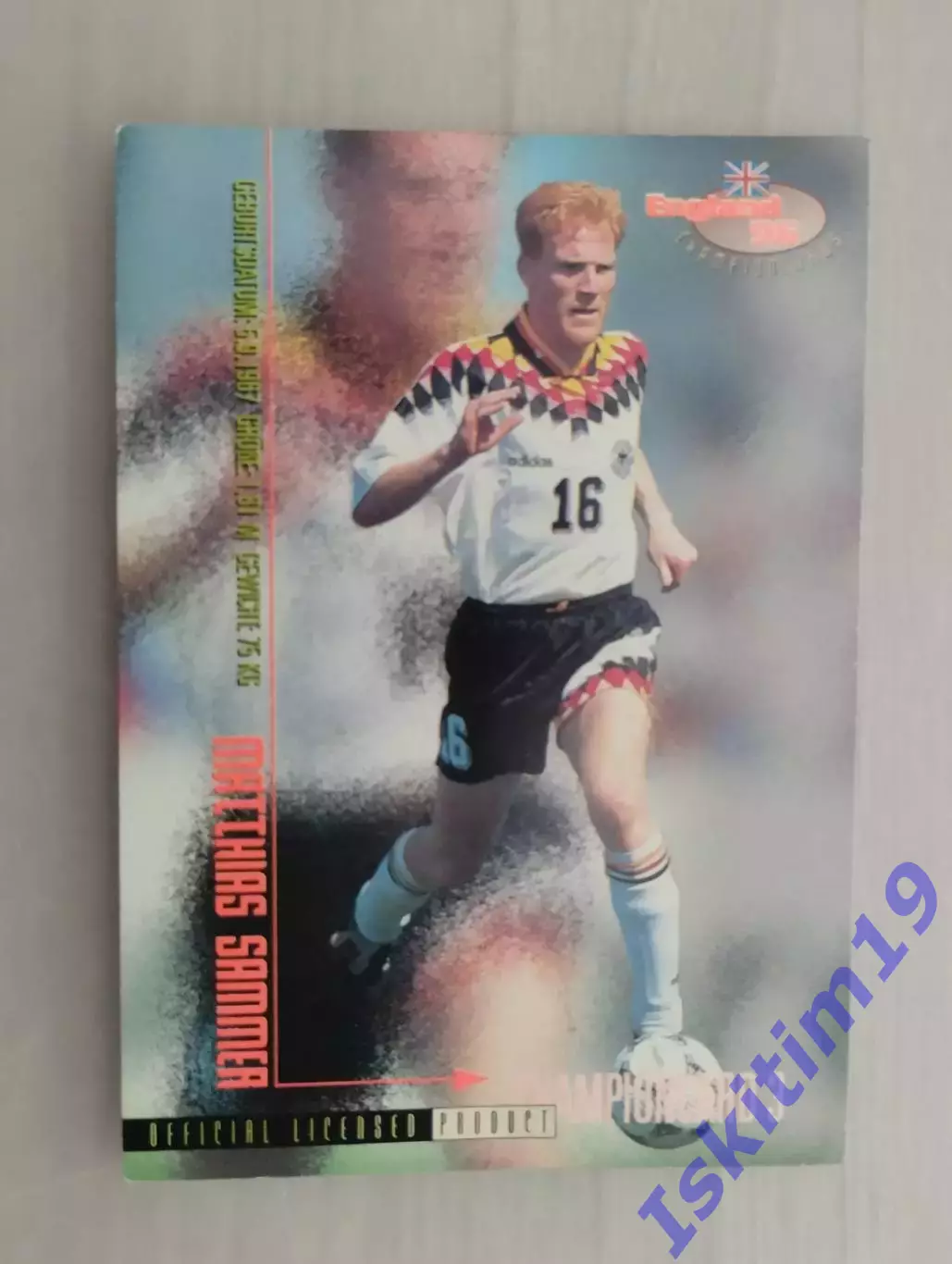 Карточка PANINI Championcards / ran England 1996 № 3 Matthias Sammer Заммер
