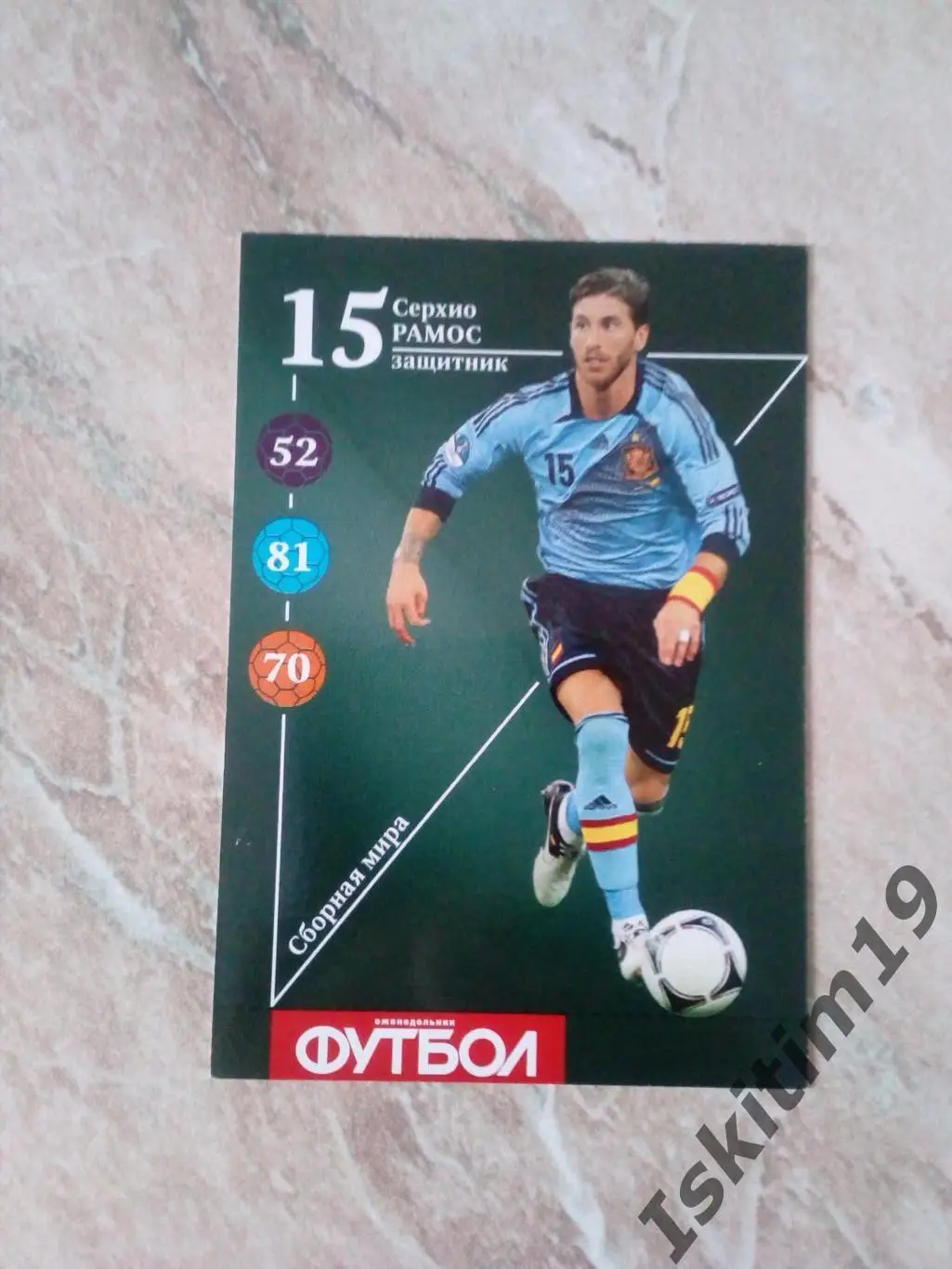 Карточка Карточный футбол 2013 (еженедельник Футбол) № W15 Серхио Рамос