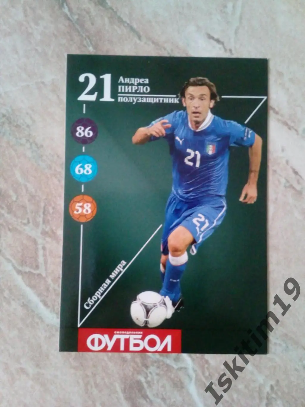 Карточка Карточный футбол 2013 (еженедельник Футбол) № W21 Андреа Пирло