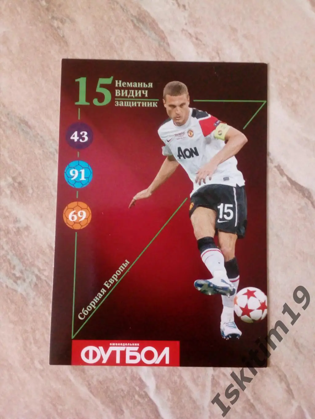 Карточка Карточный футбол 2013 (еженедельник Футбол) № E15 Неманья Видич