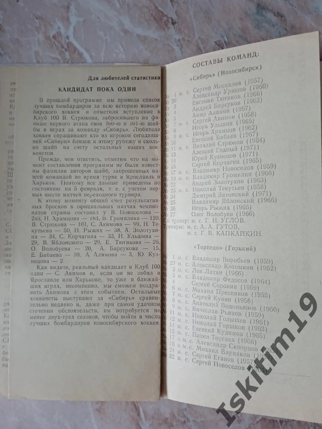 Переходный турнир. Сибирь Новосибирск - Торпедо Горький/СК Урицкого Казань 1989 1