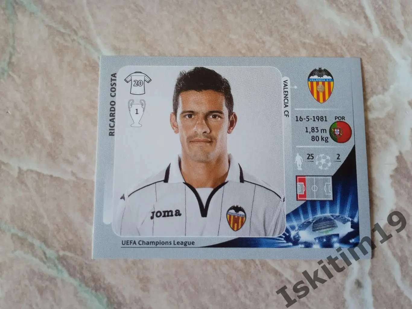 Наклейка PANINI Лига Чемпионов УЕФА 2012-2013 № 396 Ricardo Costa Рикардо Коста