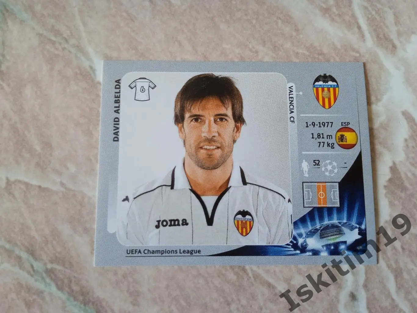 Наклейка PANINI Лига Чемпионов УЕФА 2012-2013 № 398 David Albelda Альбельда