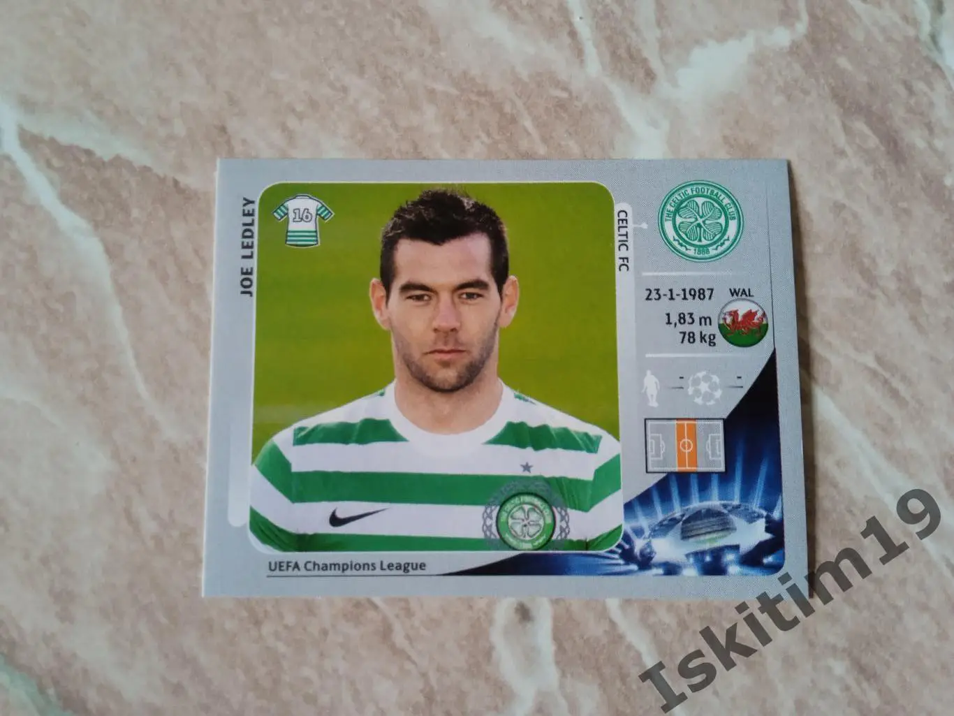 Наклейка PANINI Лига Чемпионов УЕФА 2012-2013 № 509 Joe Ledley Джо Ледли