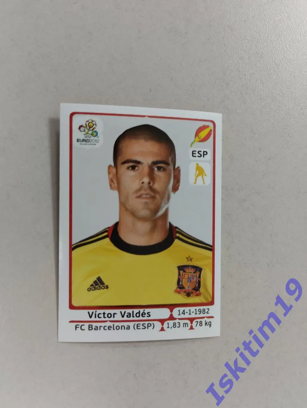 Наклейка PANINI Чемпионат Европы 2012 № 288 Виктор Вальдес Испания