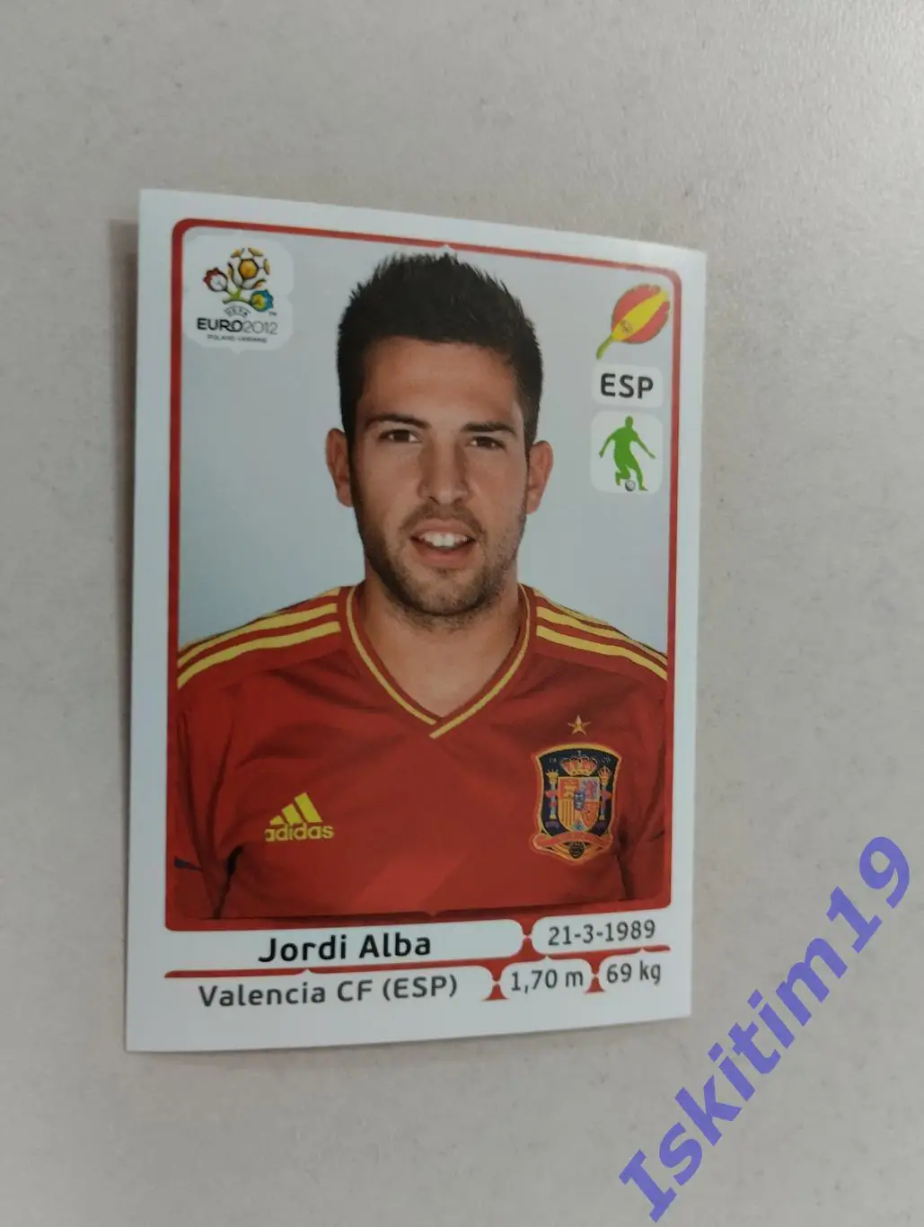 Наклейка PANINI Чемпионат Европы 2012 № 293 Жорди Альба Испания