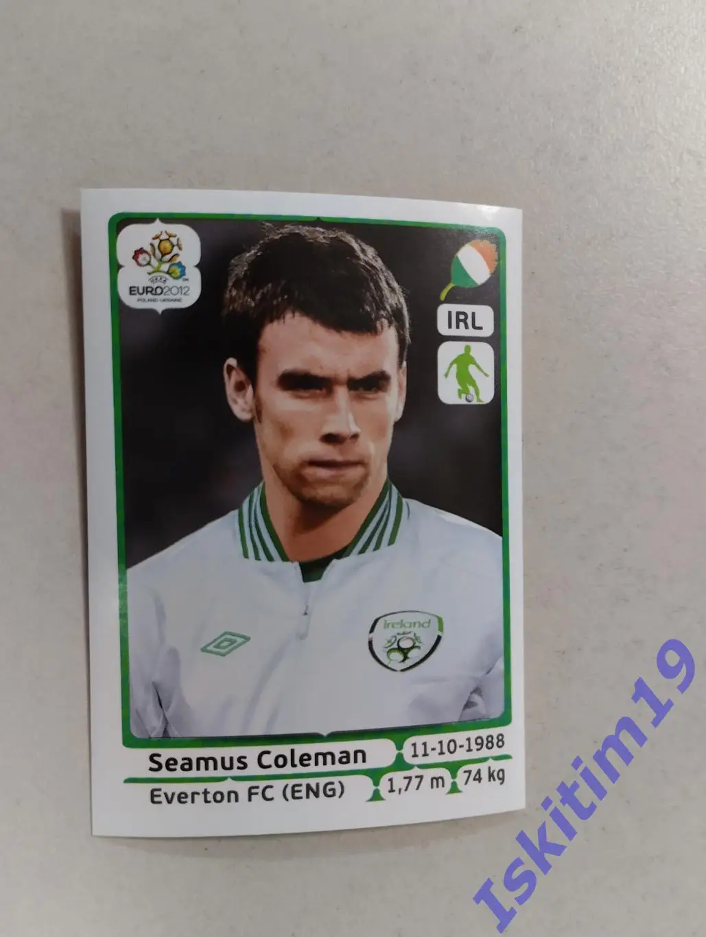 Наклейка PANINI Чемпионат Европы 2012 № 351 Шеймус Коулман Ирландия