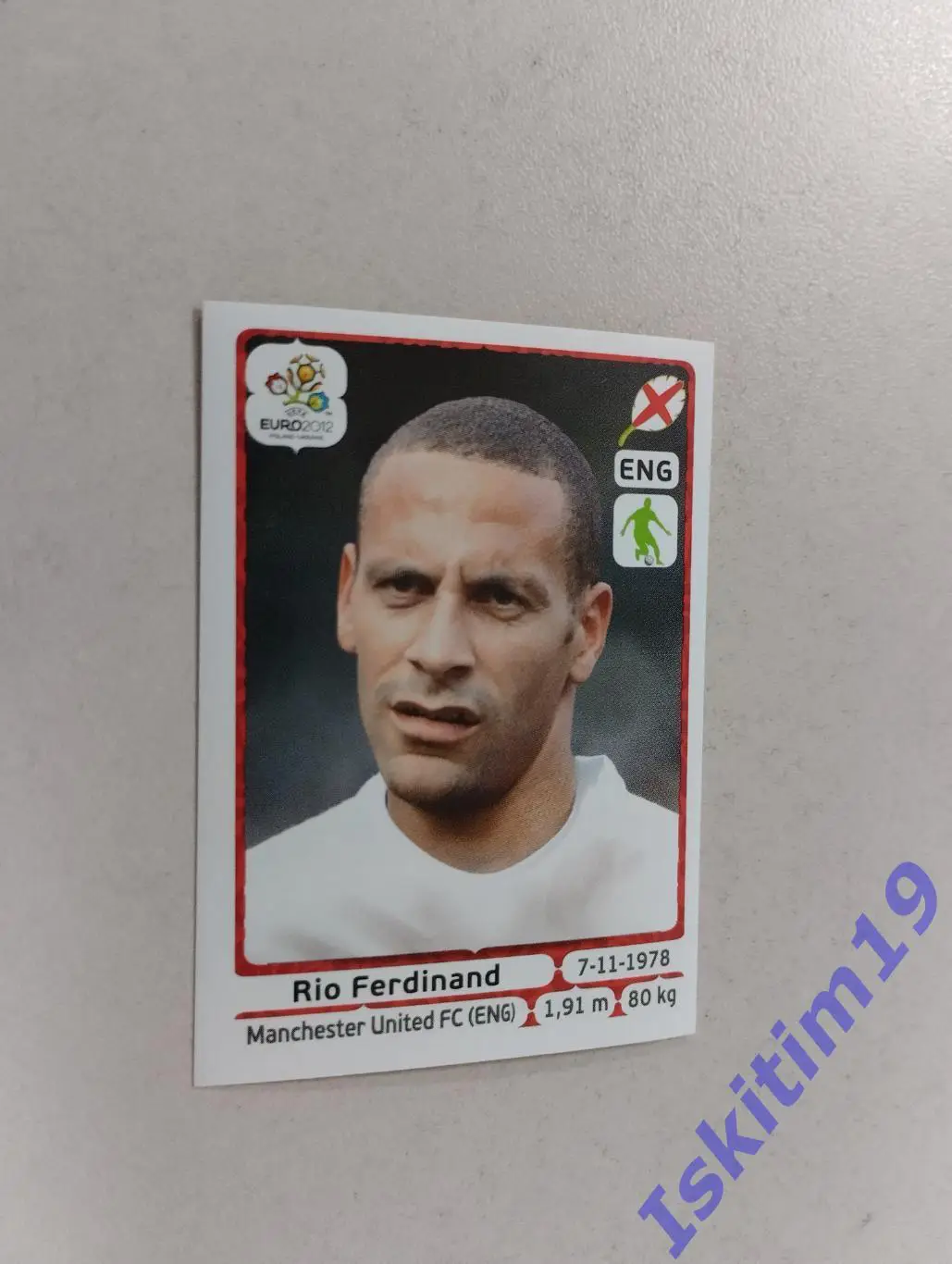 Наклейка PANINI Чемпионат Европы 2012 № 494 Рио Фердинанд Англия