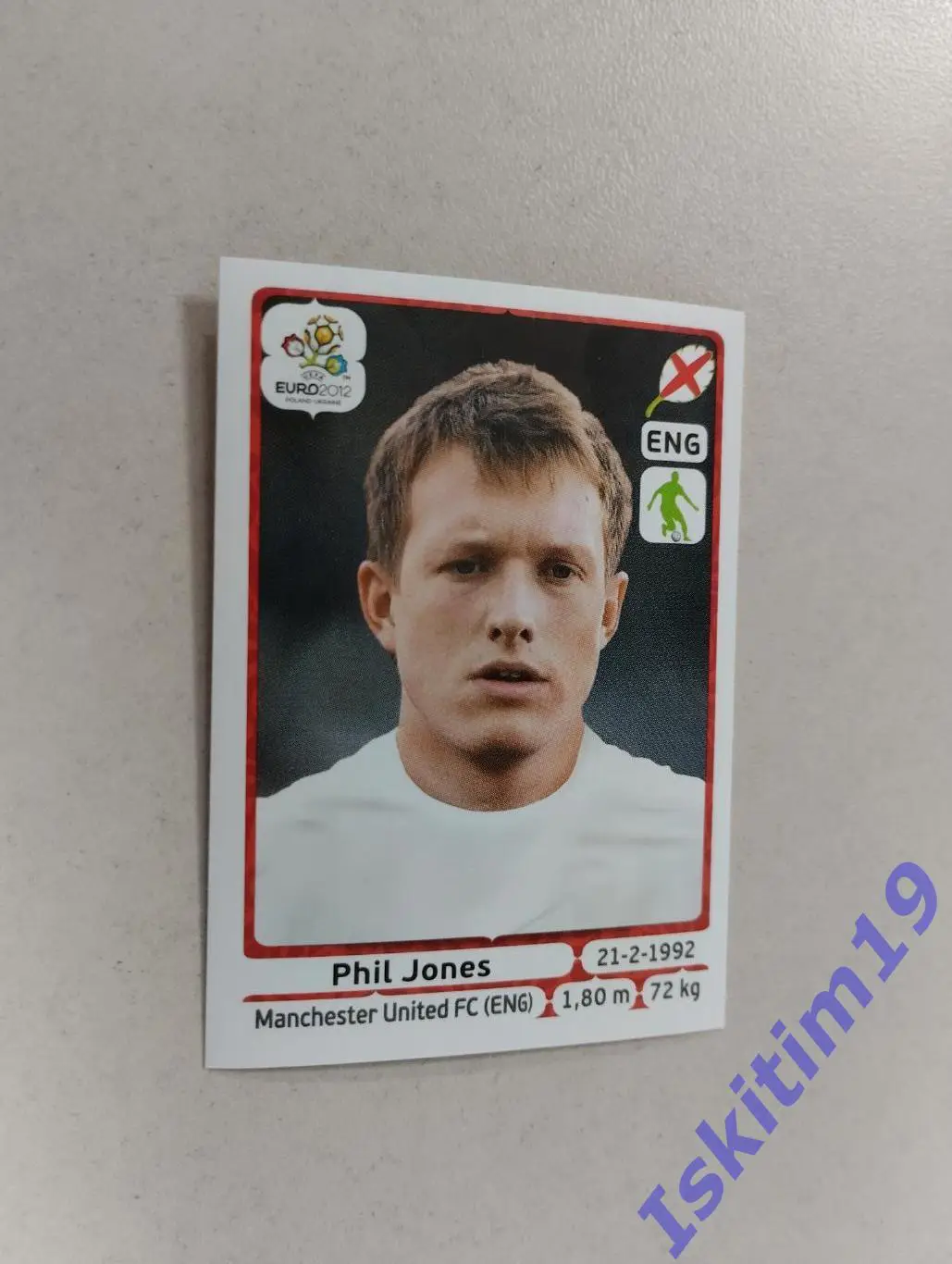 Наклейка PANINI Чемпионат Европы 2012 № 497 Фил Джонс Англия