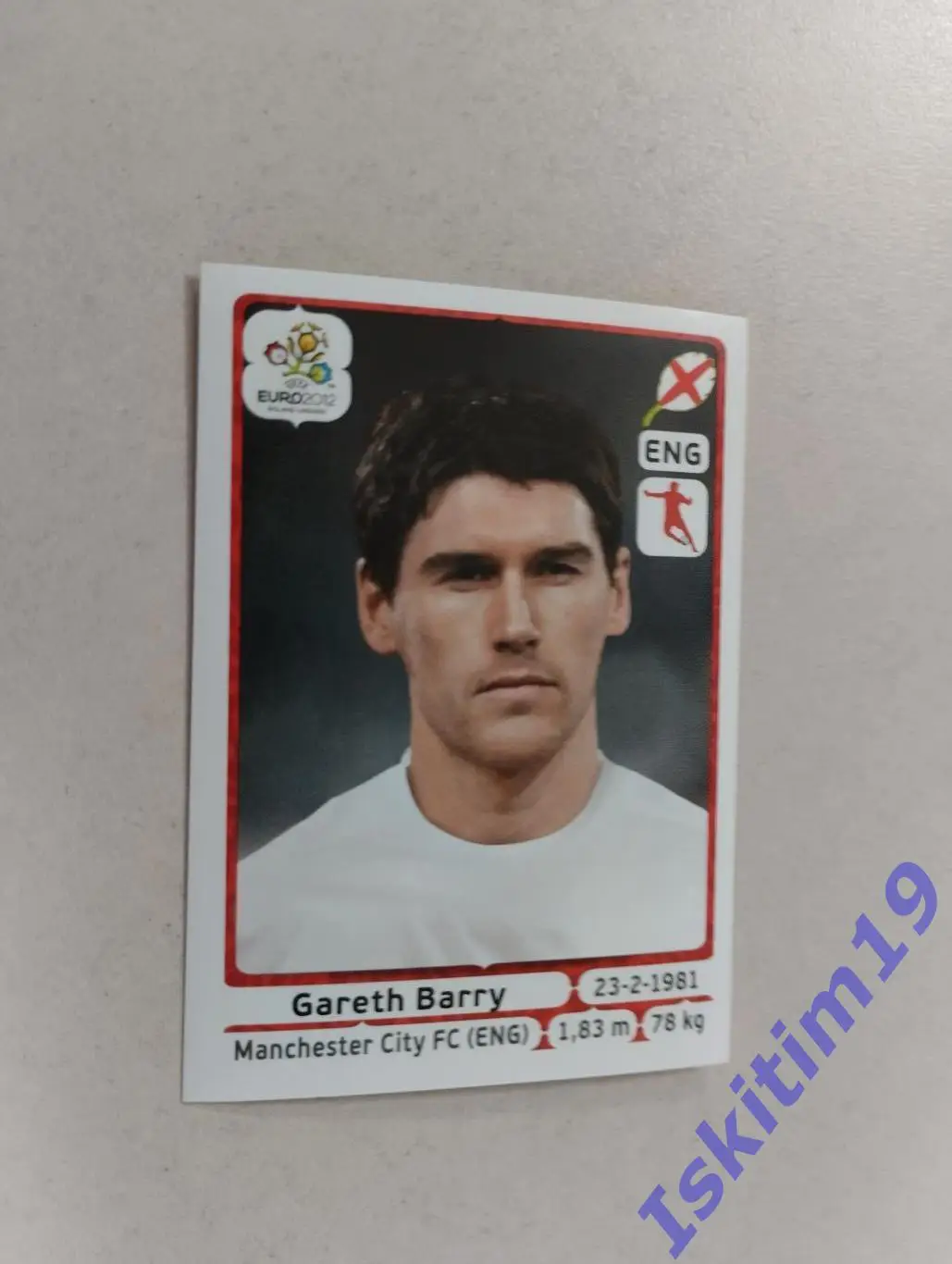 Наклейка PANINI Чемпионат Европы 2012 № 498 Гарет Барри Англия