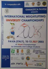 Чемпионат мира среди студентов по тяжёлой атлетике, 10-13,07.2003 г., Италия.