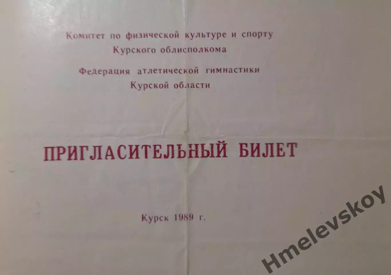 Всесоюзный турнир по дзюдо + билет, г. Курск, 11-14.05.1989 г. 1