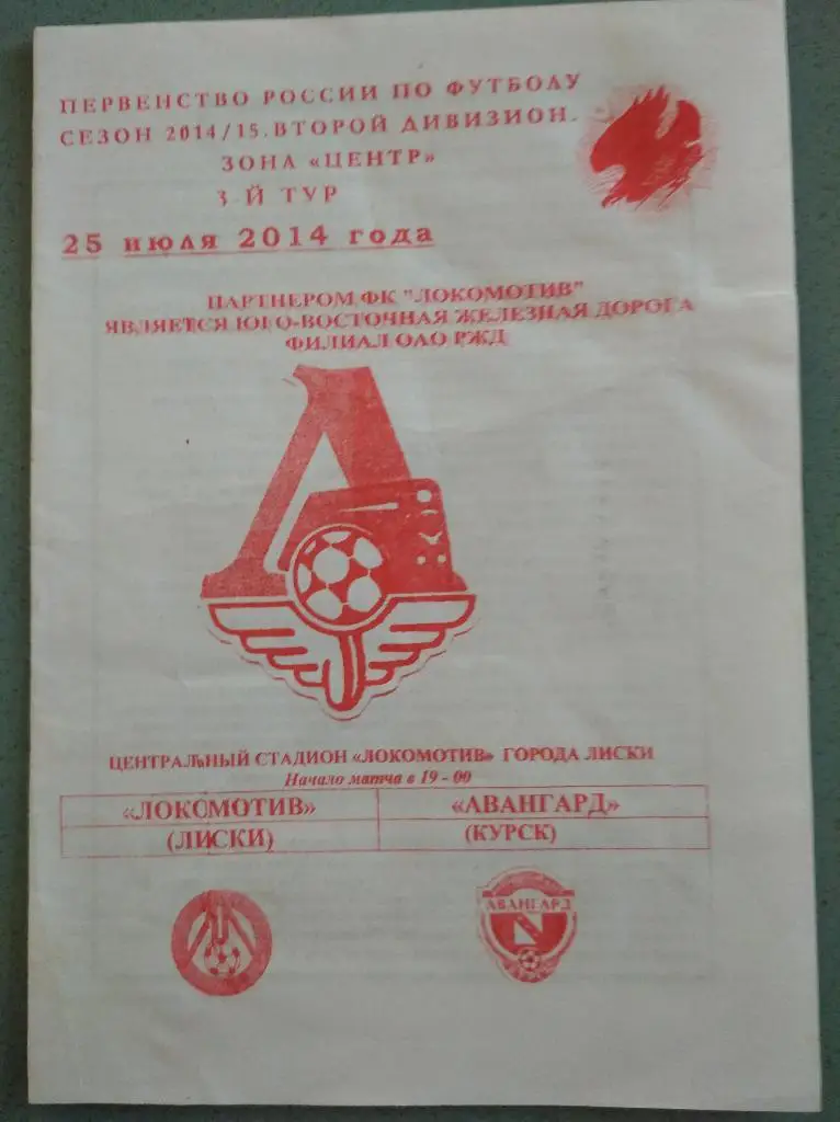 Локомотив Лиски - Авангард Курск, 25.07.2014 г.