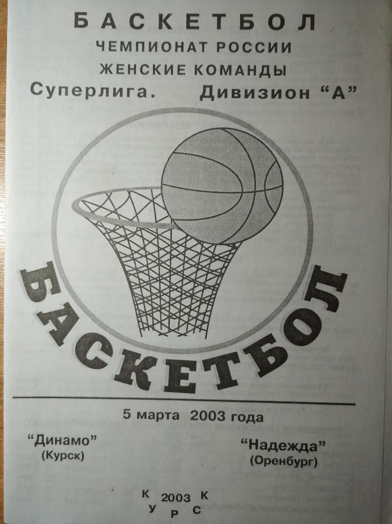 Динамо Курск - Надежда Оренбург, Суперлига 2002-03 (женщины), 05.03.2003г.