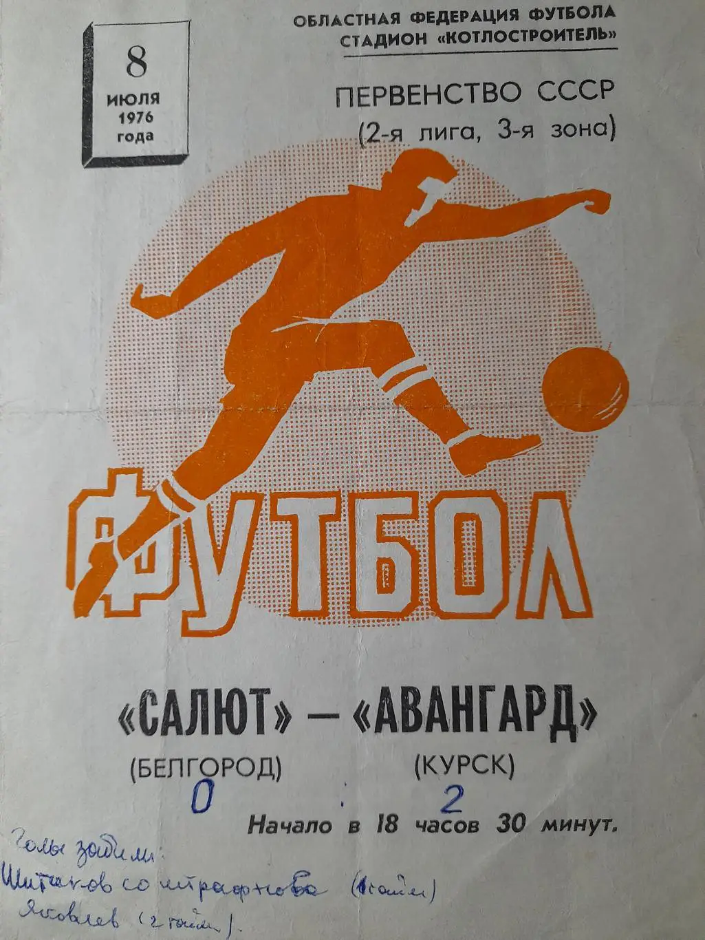 Салют Белгород - Авангард Курск, Первенство СССР, 08.07.1976 г.