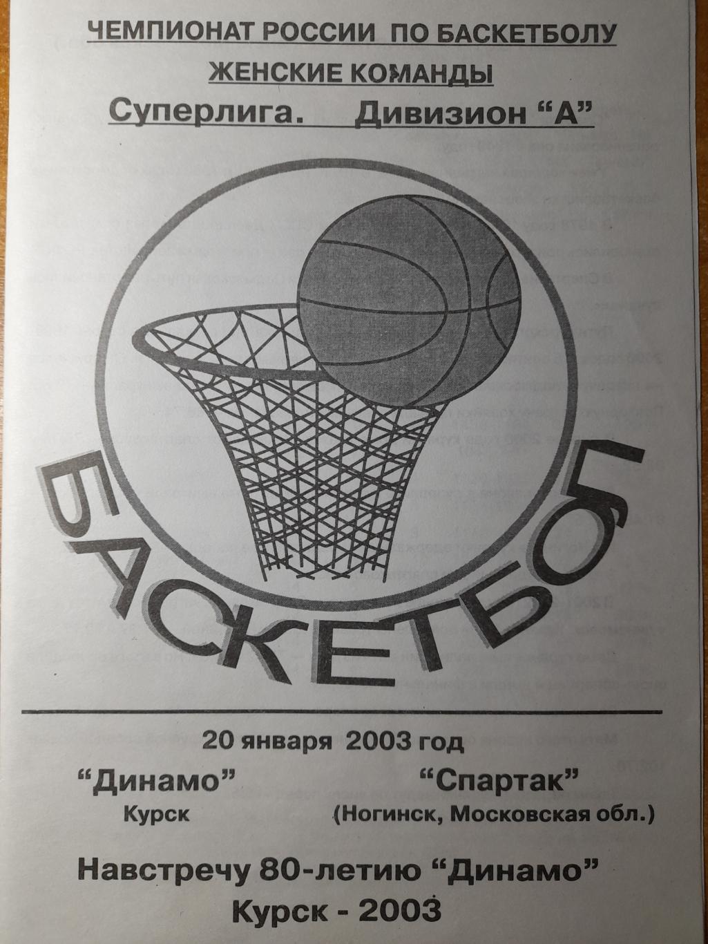Динамо Курск - Спартак Ногинск, Суперлига 2002-03 (женщины), 20.01.2003 г.
