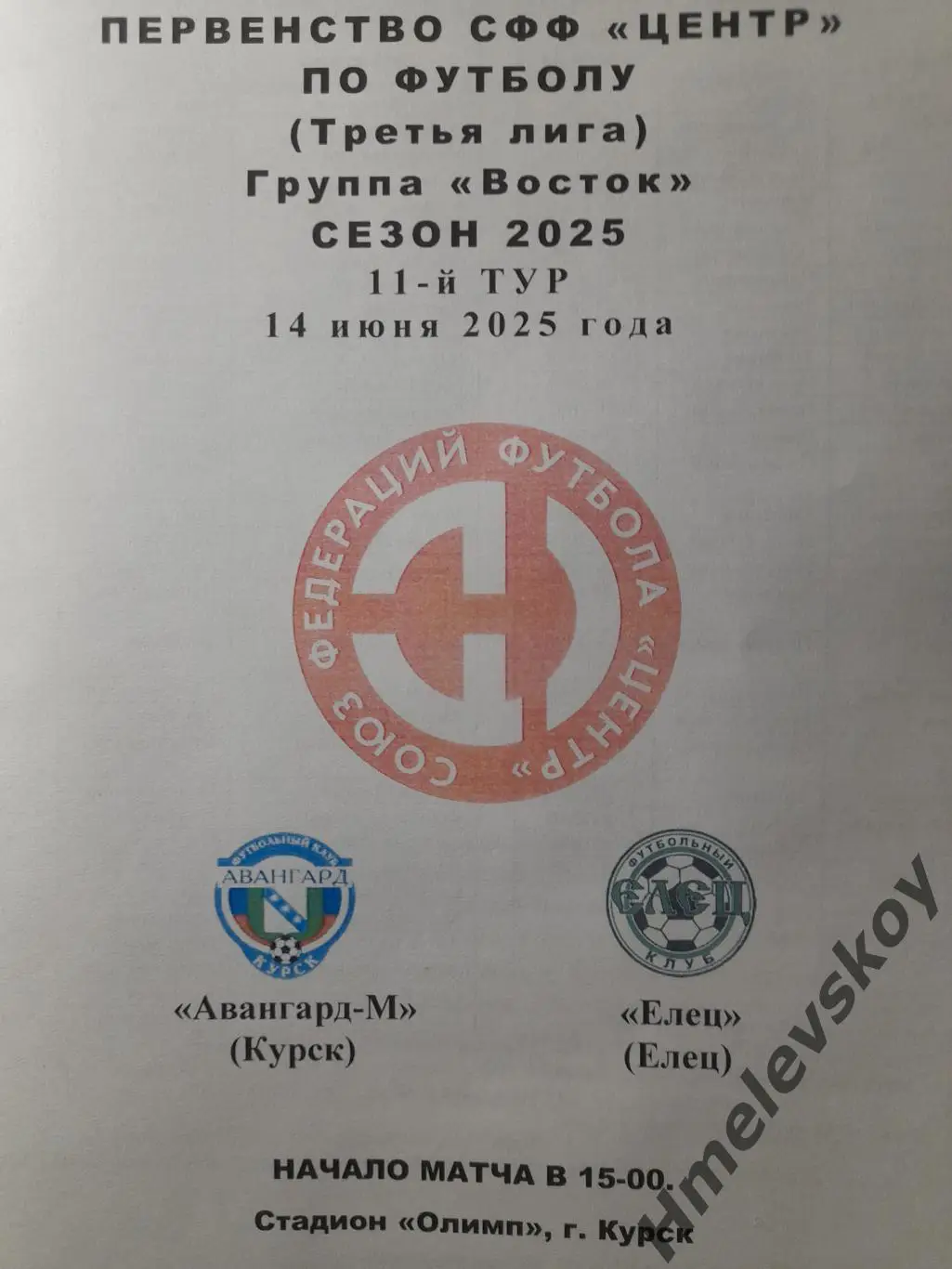 Авангард-М Курск - Елец Елец, 3 лига, СФФ Центр, 14.06.2025
