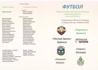 Первенство Брянской области по футзалу среди ветеранов, 3 тур - 17.01.2026